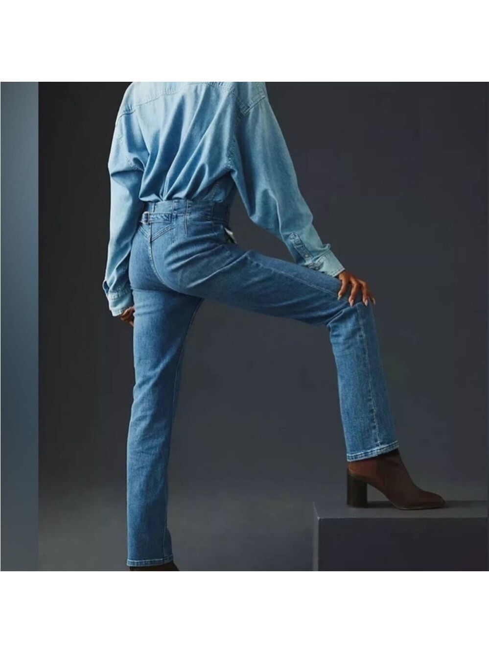 Anthropologie Maeve Bombshell Slim Straight Denim Jeans Size 27 - Picture 4 of 14
